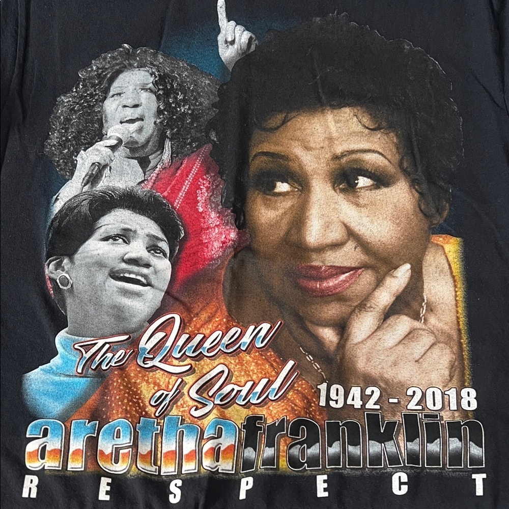 Aretha Franklin Tribute Graphic TShirt Black Size Medium